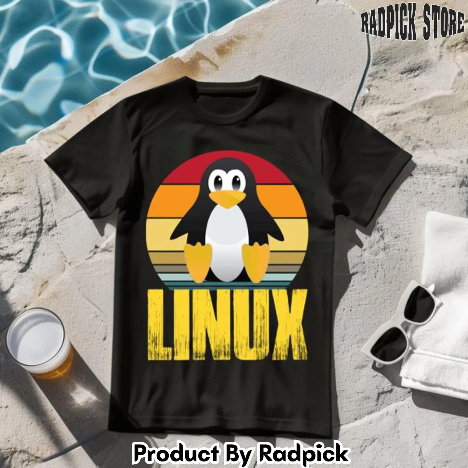 Linux retro vintage penguin tshirt rp2640393